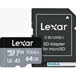 Карта памяти Lexar microSDXC LMS1066064G-BNANG 64GB (с адаптером)