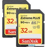 Карта памяти SanDisk Extreme Plus SDHC SDSDXWF-032G-GNCI2 2x32GB