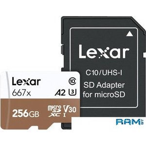 Карта памяти Lexar LSDMI256B667A microSDXC 256GB + адаптер