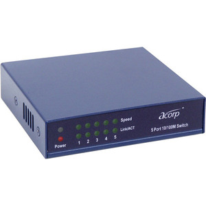 Коммутатор Acorp HU5D Ethernet 10/100Mb 5 Port Metal case