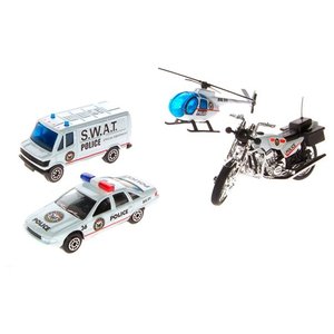 Игровой набор Служба спасения - полиция из 4шт Welly 98630-4G-A