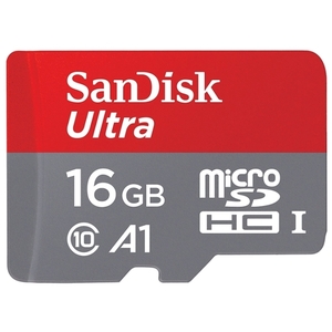 Карта памяти SanDisk Ultra SDSQUAR-016G-GN6IA microSDHC 16GB (с адаптером)