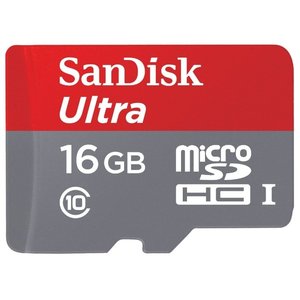 Карта памяти SanDisk Ultra SDSQUNS-016G-GN3MA microSDHC 16GB (с адаптером)