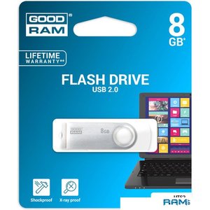 8GB USB Drive GOODRAM UTS2 Twister White (UTS2-0080W0R11)
