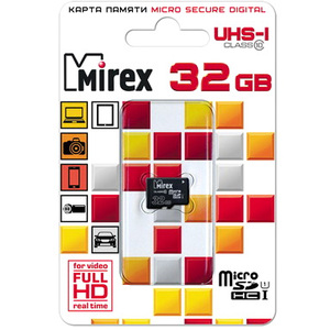 Карта памяти Mirex microSDHC UHS-I (Class 10) 32GB [13612-MCSUHS32]