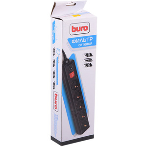Сетевой фильтр Buro 5 розеток, черный, 3 м [500SH-3-B]