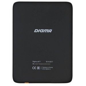 Электронная книга Digma S677 6 E-ink HD Pearl 1024x758 Touch Screen 600MHz/8Gb/microSDHC/подсветка дисплея черный S677BK