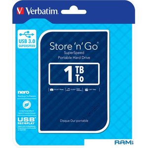 Внешний жесткий диск Verbatim Store 'n' Go USB 3.0 1TB (синий) [53200]