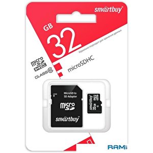 Карта памяти Smart Buy microSDHC SB32GBSDCL10-01LE 32GB (с адаптером)