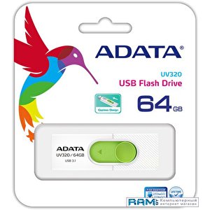 USB Flash A-Data UV320 64GB (белый/зеленый)