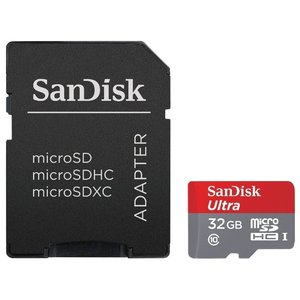 Карта памяти SanDisk Ultra SDSQUNS-032G-GN3MA microSDHC 32GB (с адаптером)