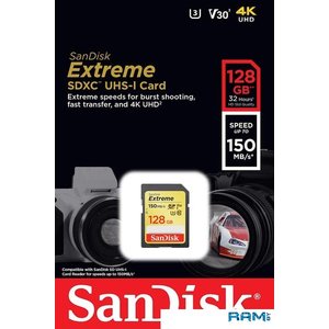 Карта памяти SanDisk Extreme SDXC SDSDXV5-128G-GNCIN 128GB