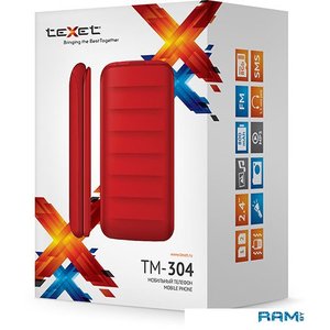 Мобильный телефон Texet TM-304, красный