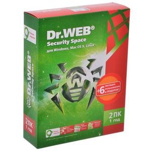 Антивирус Dr. Web Security Space 2 ПК, 1 год BOX (BHW-B-12M-2-A3)