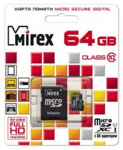 Карта памяти Mirex microSDXC UHS-I (Class 10) 64GB (13613-AD10SD64)