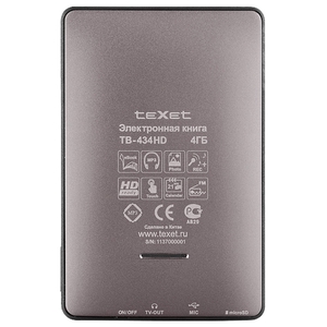 Электронная книга texet TB-434HD 4GB Grey