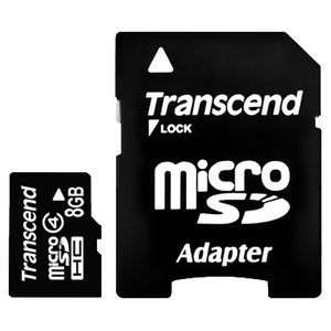Карта памяти Transcend microSDHC (Class 4) 8GB + адаптер (TS8GUSDHC4)