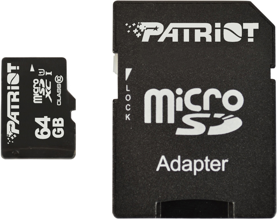 Patriot microSDXC LX Series Class 10 64GB   PSF64GMCSDXC10 patriot microsdxc lx series class 10 128gb psf128gmcsdxc10