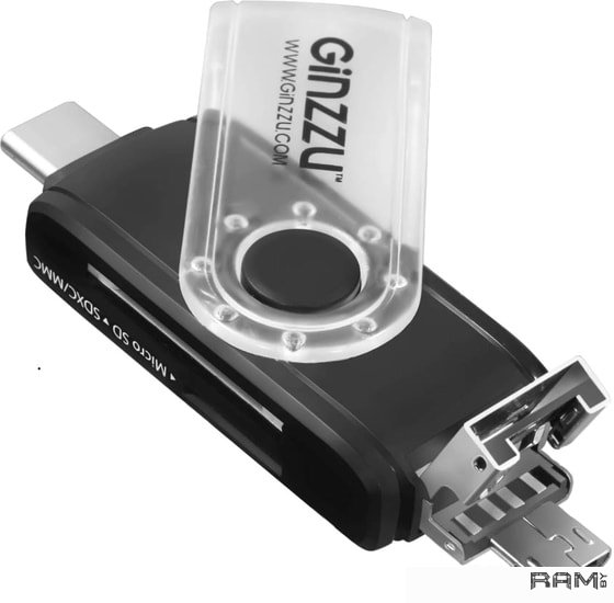 Ginzzu GR-325B док станция red line multiport adapter 5 in 1 usb type c usb type c 2xusb 3 0 microsd sdhc серебристый ут000012171