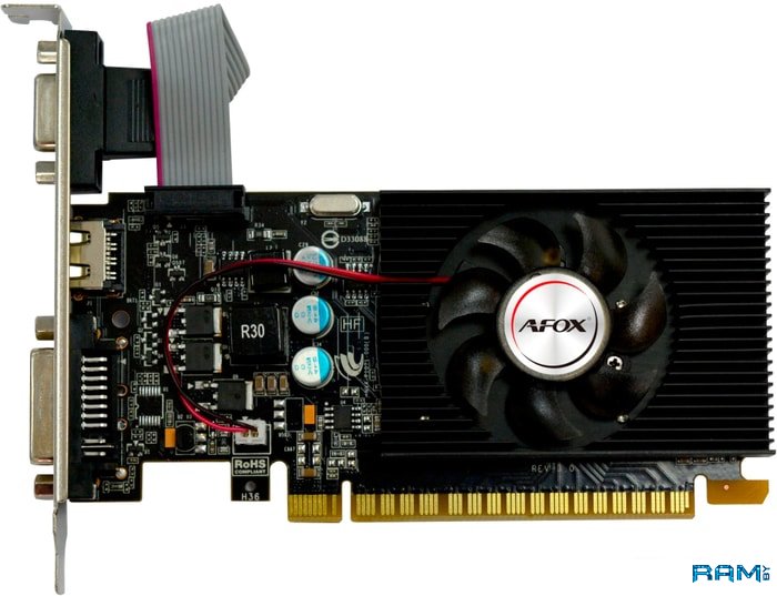AFOX GeForce GT220 1GB GDDR3 AF220-1024D3L2 видеокарта afox geforce gt 610 810mhz pci 3 0 2048mb 1330mhz 64 bit dvi d hdmi vga af610 2048d3l7 v6
