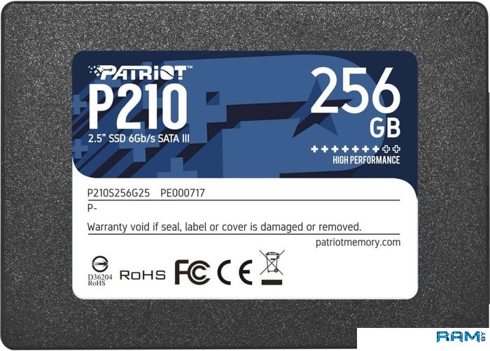 SSD Patriot P210 256GB P210S256G25 накопитель patriot ssd 512gb p210 2 5 sata iii p210s512g25