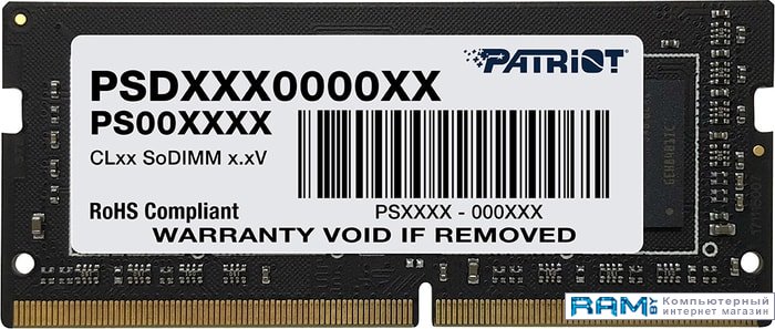 Patriot Signature Line 8GB DDR4 SODIMM PC4-25600 PSD48G320081S patriot signature premium line 16gb ddr4 pc4 25600 psp416g32002h1