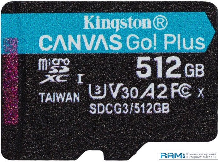 Kingston Canvas Go Plus microSDXC 512GB накопитель ssd kingston pci e 4 0 x4 512gb skc3000s 512g kc3000 m 2 2280 skc3000s 512g