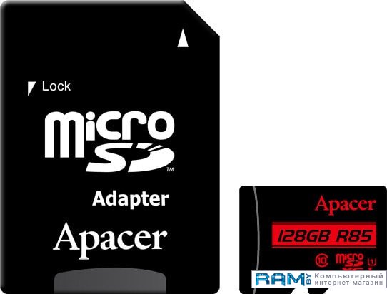 Apacer microSDXC AP128GMCSX10U5-R 128GB ssd apacer as2280p4 256gb ap256gas2280p4 1