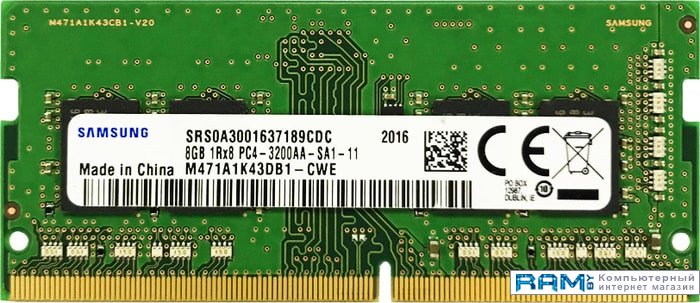 Samsung 8GB DDR4 SODIMM PC4-25600 M471A1K43DB1-CWE samsung 64 ddr4 3200 m386a8k40dm2 cwe