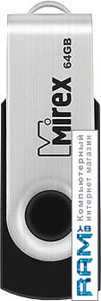USB Flash Mirex Swivel Rubber 64GB usb flash mirex swivel white 32gb 13600 fmuswt32