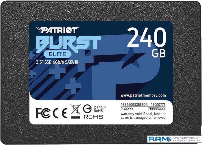 SSD Patriot Burst Elite 240GB PBE240GS25SSDR твердотельный накопитель patriot memory burst elite 480gb pbe480gs25ssdr