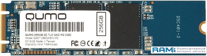SSD QUMO Novation TLC 3D 256GB Q3DT-256GAEN-M2 внутренний ssd накопитель qumo novation 480gb m 2 2280 sata iii 3d tlc q3dt 480gaen m2