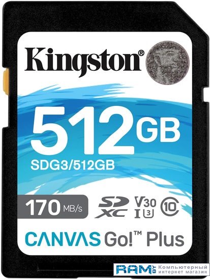 Kingston Canvas Go Plus SDXC 512GB ssd накопитель kingston 512gb kc600 series skc600 512g