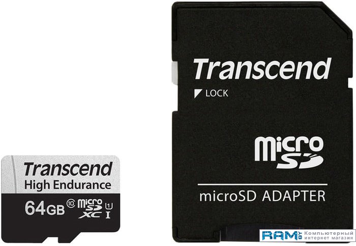 Transcend microSDXC TS64GUSD350V 64GB флешка transcend jetflash 790 64гб blue black ts64gjf790k