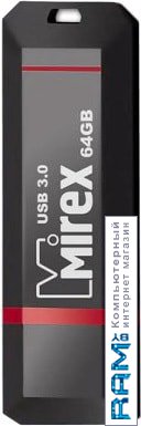 USB Flash Mirex Knight Black 3.0 64GB usb flash mirex swivel rubber 64gb