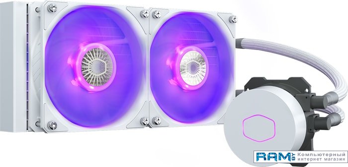 Cooler Master Masterliquid ML240L V2 RGB White Edition MLW-D24M-A18PC-RW кулер для процессора cooler master cpu cooler hyper 212 led turbo white edition 600 1600 rpm 160w full socket support rr 212tw 16pw r1