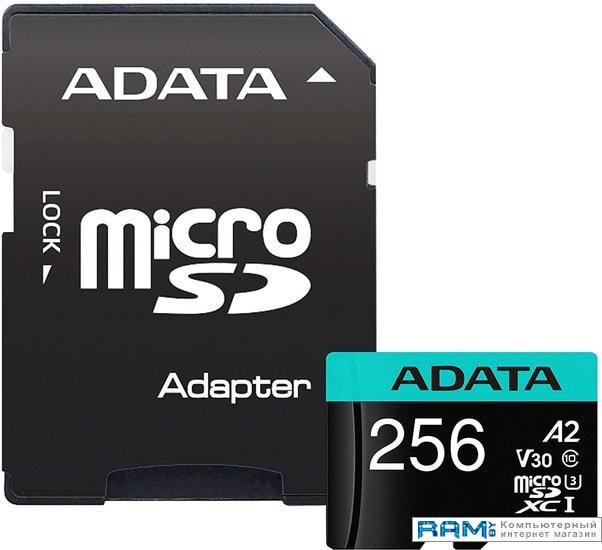 A-Data Premier Pro AUSDX256GUI3V30SA2-RA1 microSDXC 256GB ssd a data xpg sx8100 256gb asx8100np 256gt c