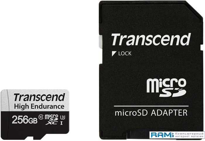 Transcend microSDXC TS256GUSD350V 256GB ssd накопитель transcend 256gb mts830 m 2 2280 sata 3d tlc with dram [r w 530 400 mb s]