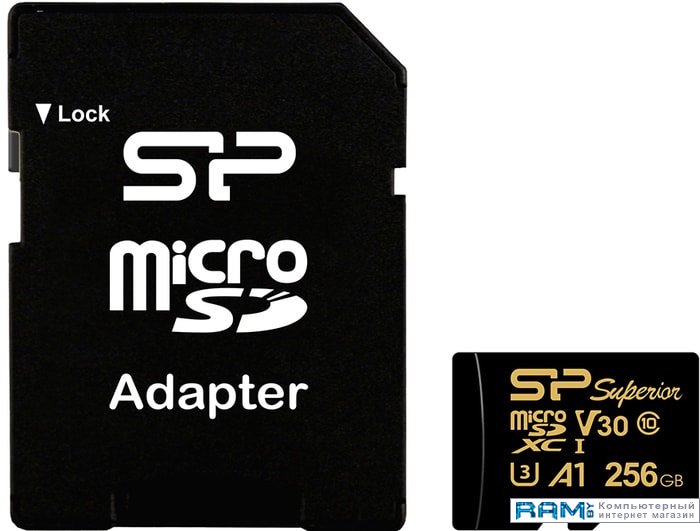 Silicon-Power Superior Golden A1 microSDXC SP256GBSTXDV3V1GSP 256GB silicon power superior microsdxc sp256gbstxda2v20sp 256gb