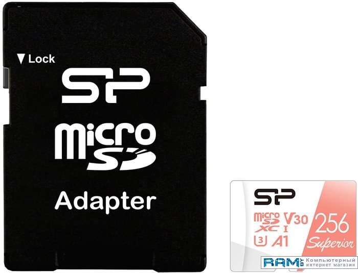 Silicon-Power Superior A1 microSDXC SP256GBSTXDV3V20SP 256GB карта памяти silicon power micro sdxc 256gb superior pro uhs i u3 v30 a1 adp 100 80 mb s