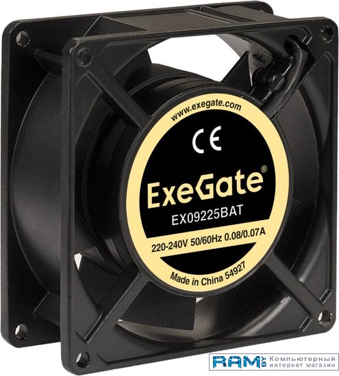 ExeGate EX09225BAT EX289004RUS exegate ex289004rus вентилятор 220в exegate ex09225bat 92x92x25 мм 2 ball двойной шарикоподшипник клеммы 2600rpm 35dba