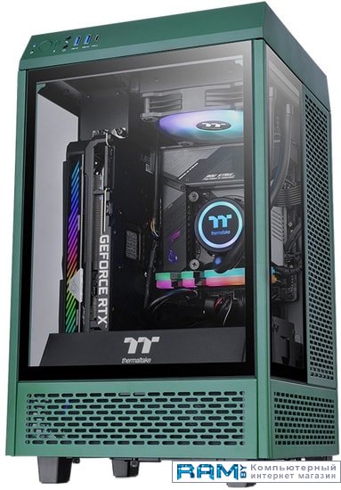 Thermaltake The Tower 100 Mini Racing Green CA-1R3-00SCWN-00 irbis ups online 1000va 900w lcd 3xc13 outlets usb rs232 snmp slot tower