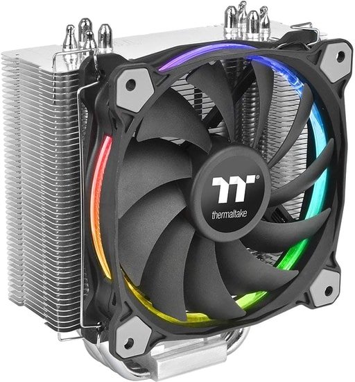 Thermaltake Riing Silent 12 RGB Sync Edition thermaltake rgb cpu air cooler 4 direct contact heatpipes pwm fan vacuum plating blades sync lighting effect push configuration