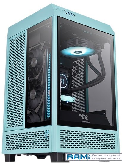 Thermaltake The Tower 100 Mini Turquoise CA-1R3-00SBWN-00 корпус thermaltake core p6 tg turquoise бирюзовый ca 1v2 00mbwn 00