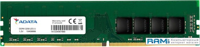 A-Data Premier 8GB DDR4 PC4-25600 AD4U32008G22-BGN a data xpg spectrix d60g 8gb ddr4 pc4 25600 ax4u32008g16a st60