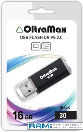 USB Flash Oltramax 30 16GB  OM016GB30-B usb flash oltramax 250 64gb om 64gb 250 turquoise