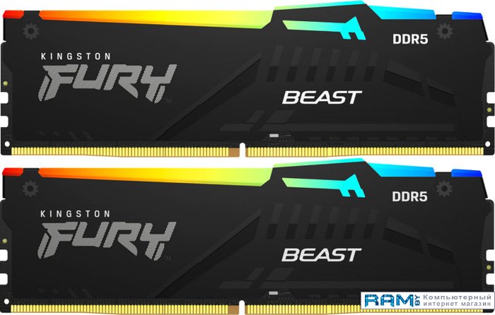 Kingston FURY Beast RGB 2x8 DDR5 4800  KF548C38BBAK2-16 kingston fury beast 2x32 ddr5 4800 kf548c38bbk2 64