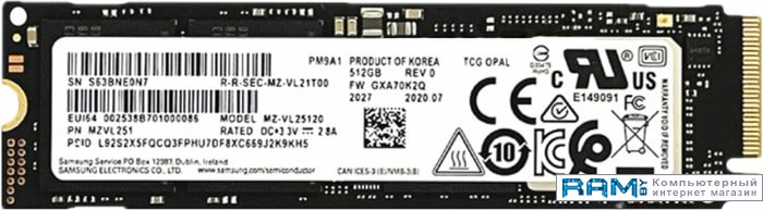SSD Samsung PM9A1 256GB MZVL2256HCHQ-00B00 накопитель ssd samsung 512gb pm9a1 oem mzvl2512hcjq 00b00