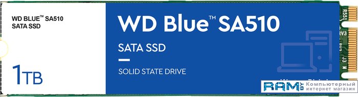 SSD WD Blue 1TB WDS100T3B0B накопитель ssd wd sa510 1tb blue wds100t3b0b