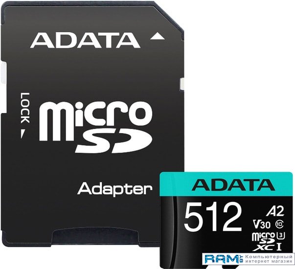 A-Data Premier Pro AUSDX512GUI3V30SA2-RA1 microSDXC 512GB ssd a data ultimate su800 512gb asu800ss 512gt c